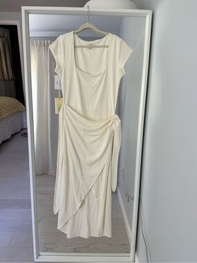 Wilfred Cream Draped Side-Tie Maxi Dress